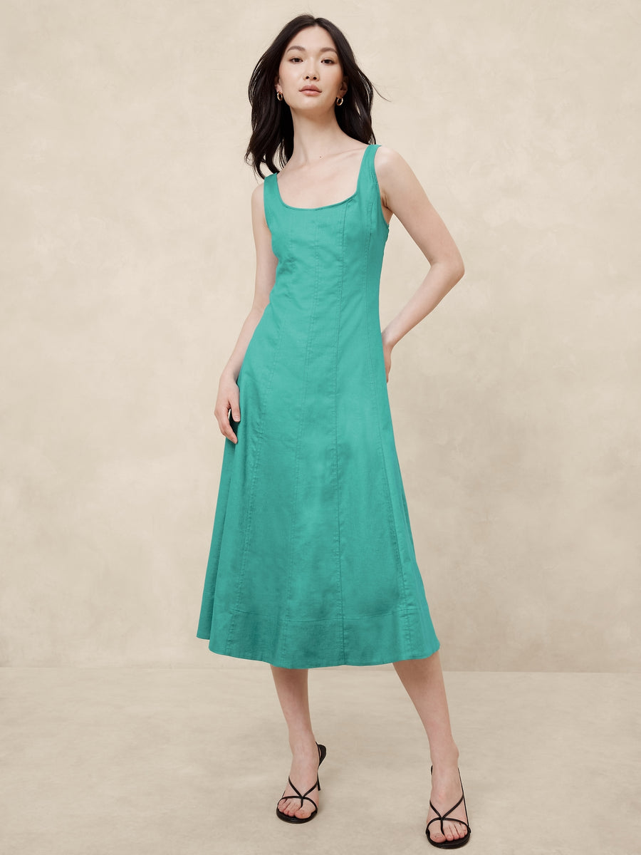 Linen-Blend Midi Dress – Banana Republic - Main Image