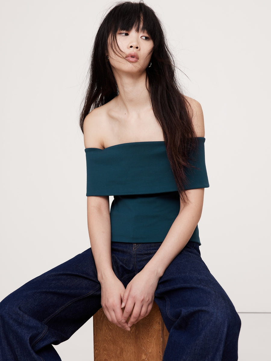 Lightweight Ponte Off-Shoulder Top – Banana Republic