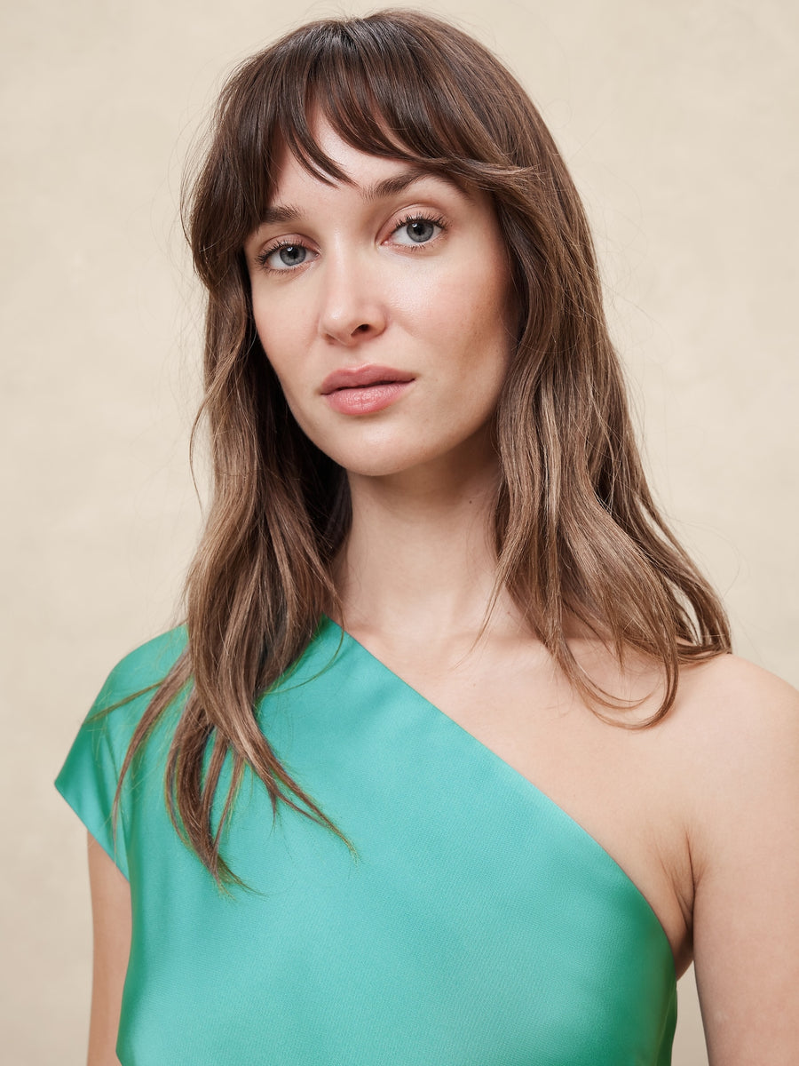 Satin One-Shoulder Midi Dress – Banana Republic