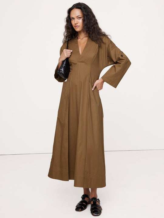 Cotton Twill Long Midi Dress – Banana Republic
