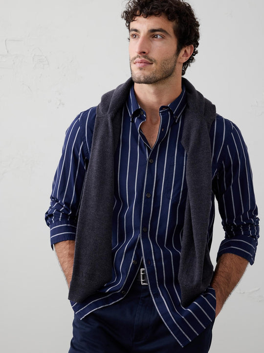 Navy With Cream Stripe