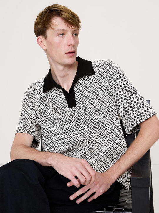 Boxy Geo Jacquard Polo