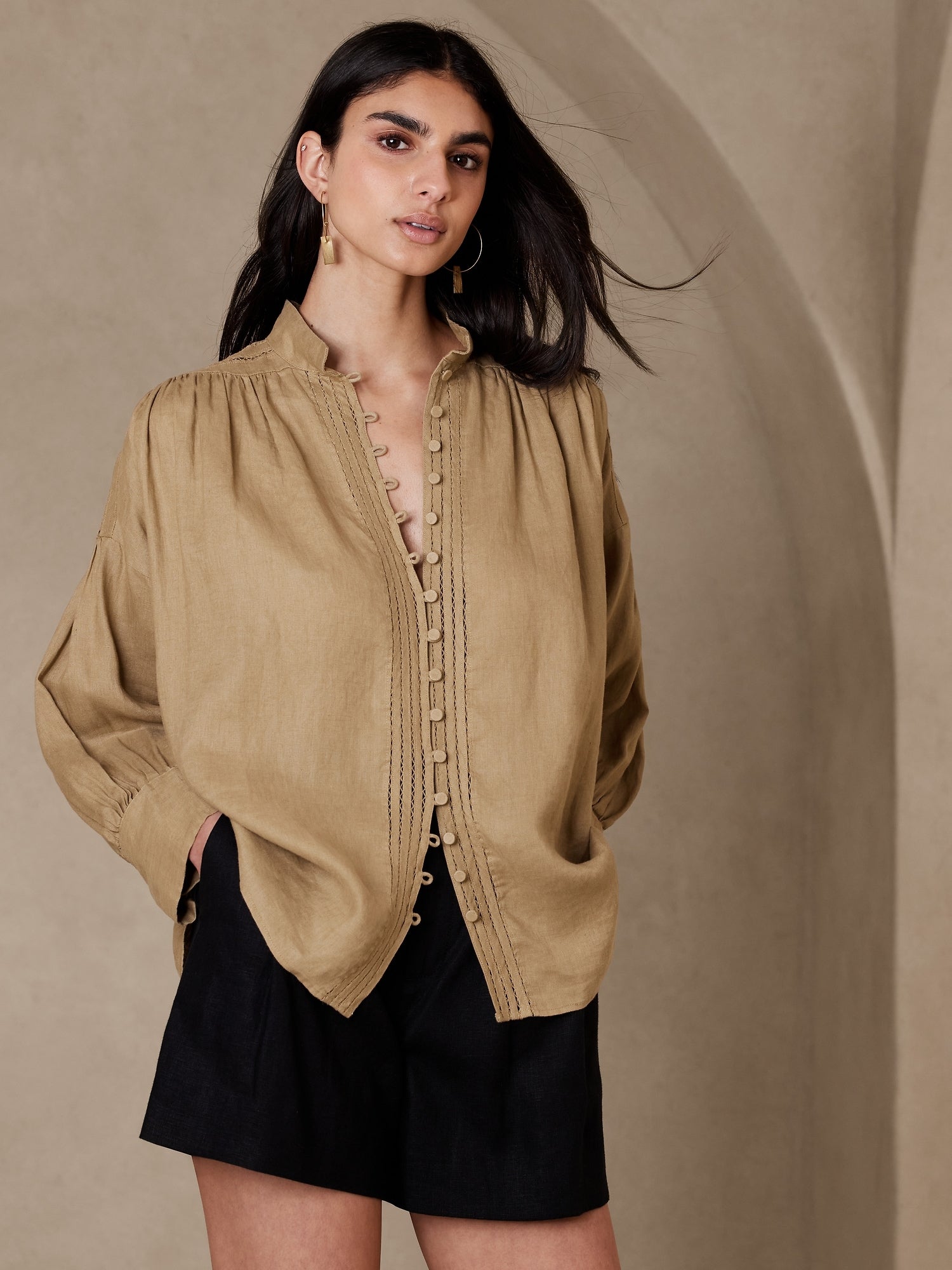 Mira Linen Blouse – Banana Republic