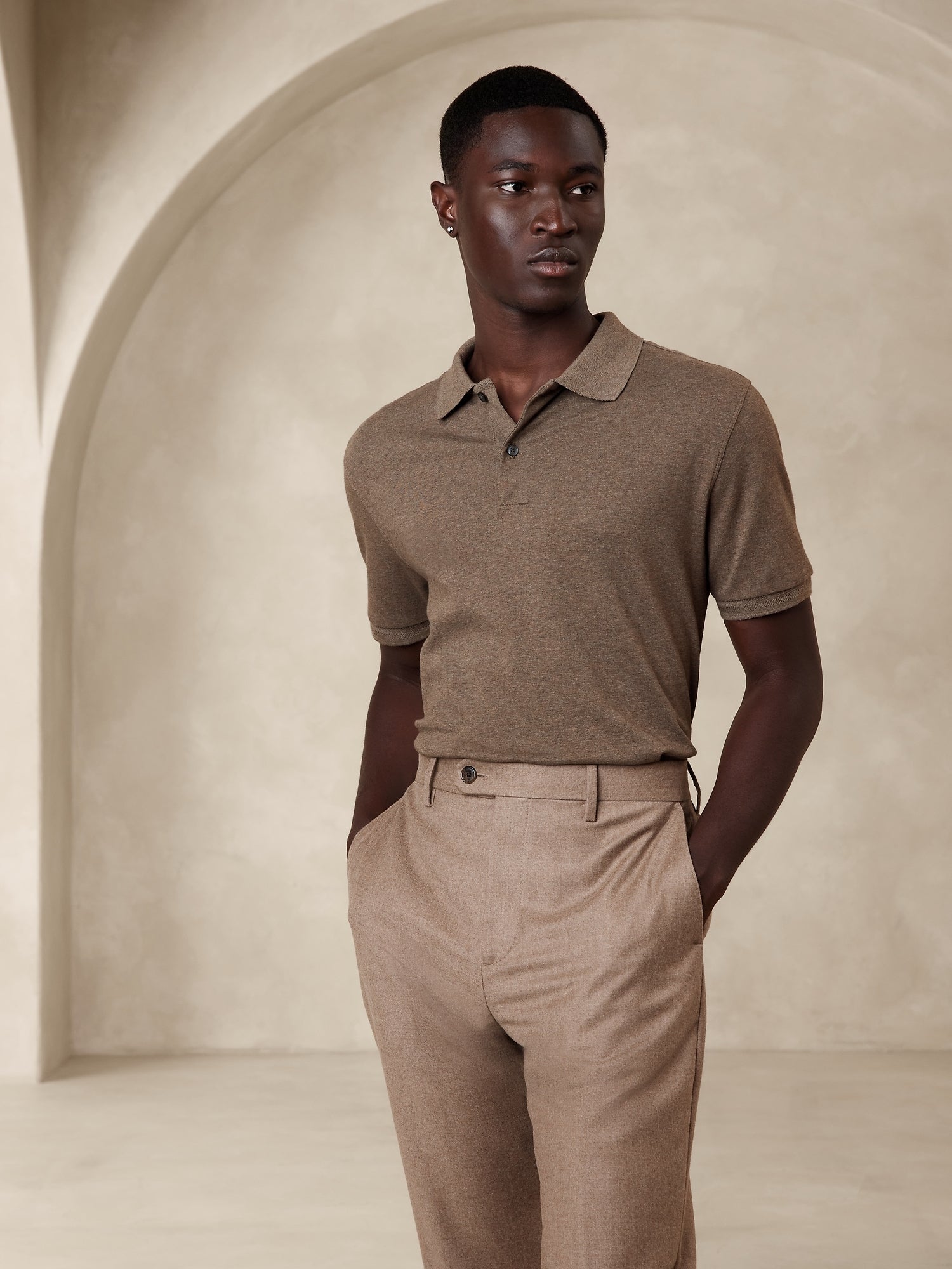 Grey polo with outlet khakis