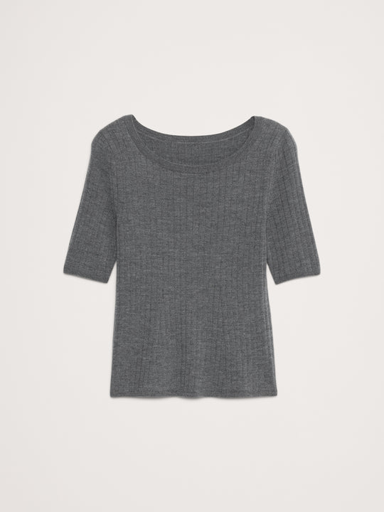 Ribbed Merino Scoop-Neck Sweater