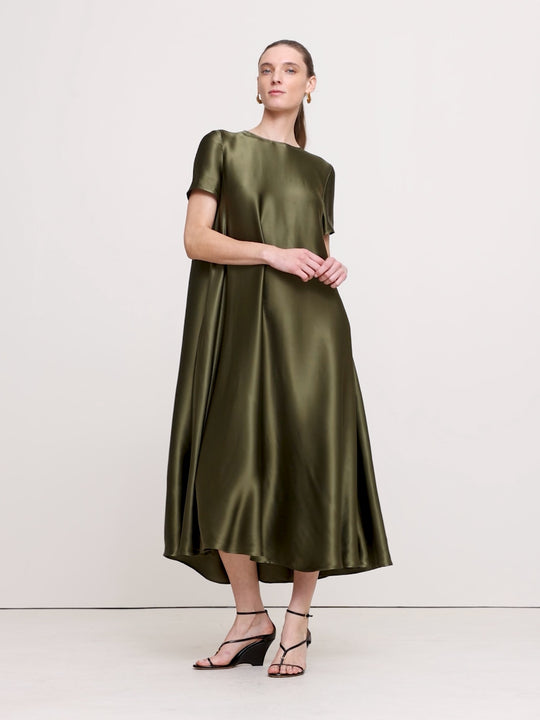 Aurelia Italian Satin Trapeze Dress – Banana Republic