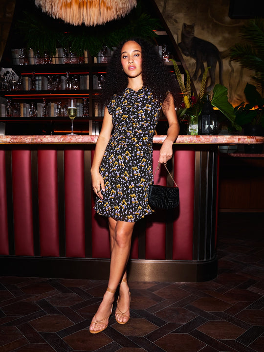 Georgette Ruched-Front Mini Dress - Main Image