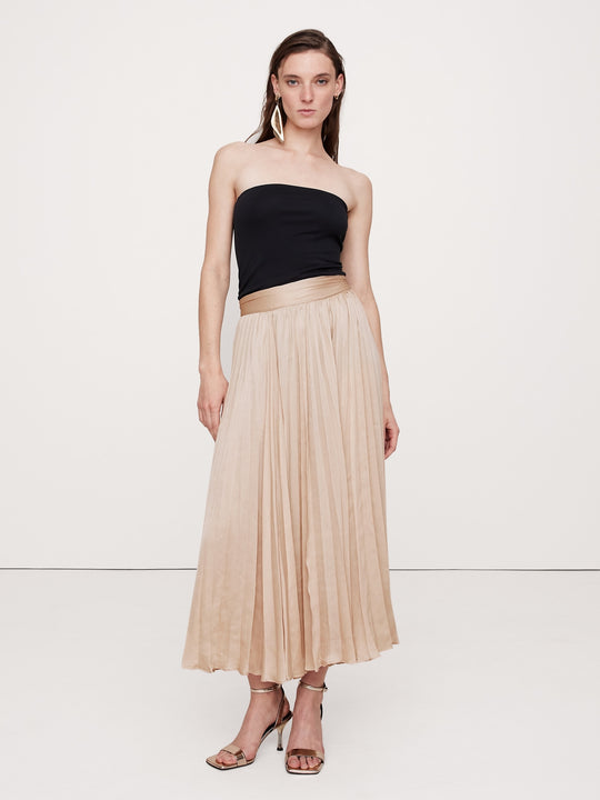 Crinkle Satin Pleated Midi Skirt – Banana Republic