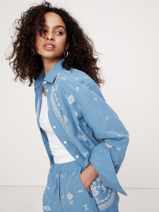 Blue With Embroidery