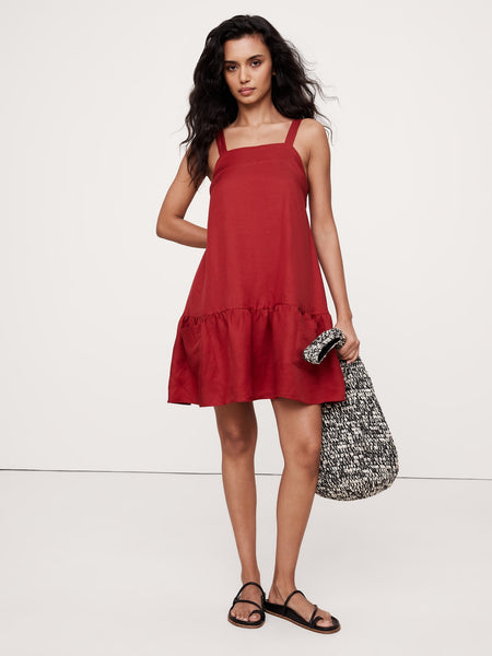 Viscose-Linen Flounce-Hem Mini Dress – Banana Republic