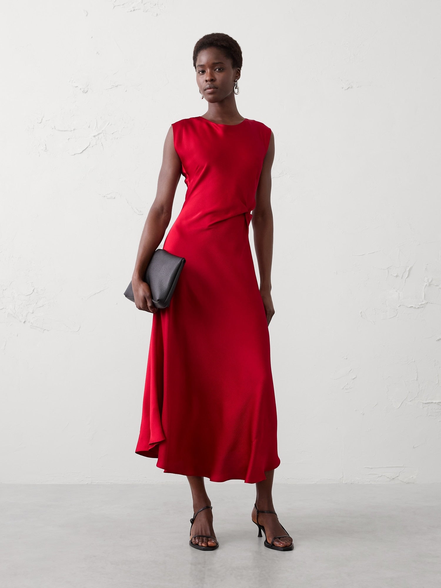 banana republic bias cut satin midi dress Boatneck Twist-Front Satin Midi Dress – Banana Republic