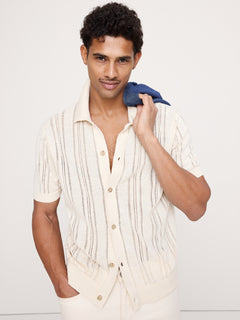 Stretch-Cotton Cardigan Sweater