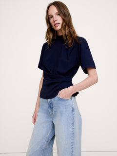 Stretch-Cotton Cardigan Sweater