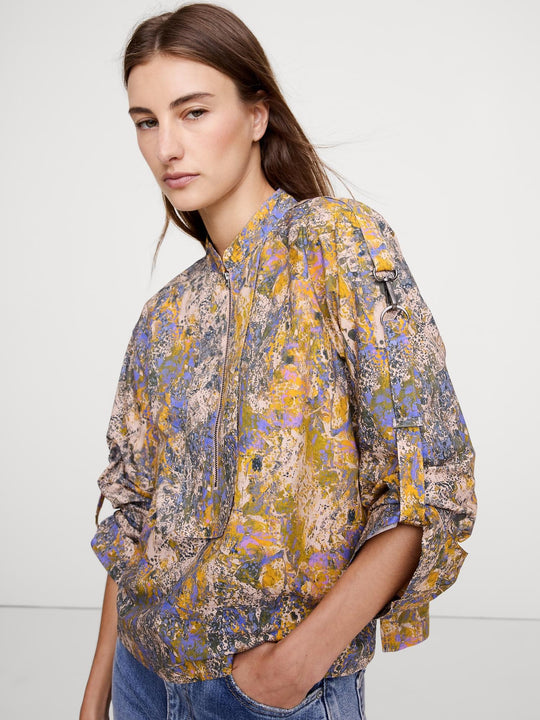 Cotton Poplin Zip Popover Top