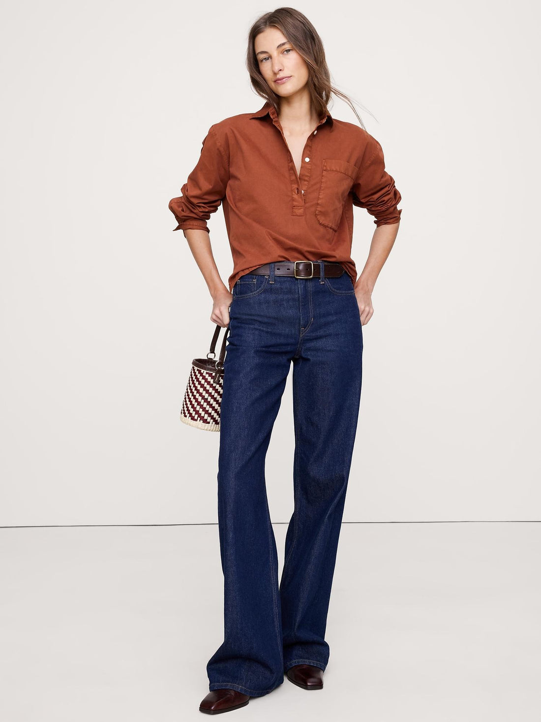 Oversized Cotton Twill Popover Shirt